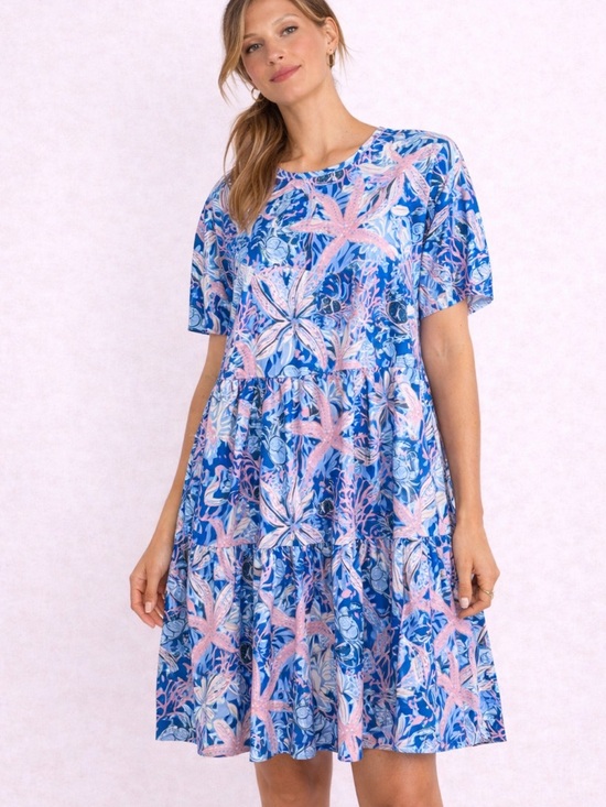 Simply Southern Dresses & Skirts - Simply Southern UPF 50+ Coastal Print Dress | Beachy Tiered Resort Dress